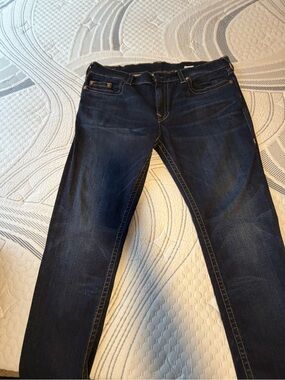 True Religion Men's Dark Indigo Slim Straight Jeans